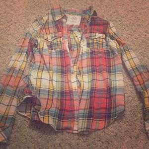 Plaid button down top